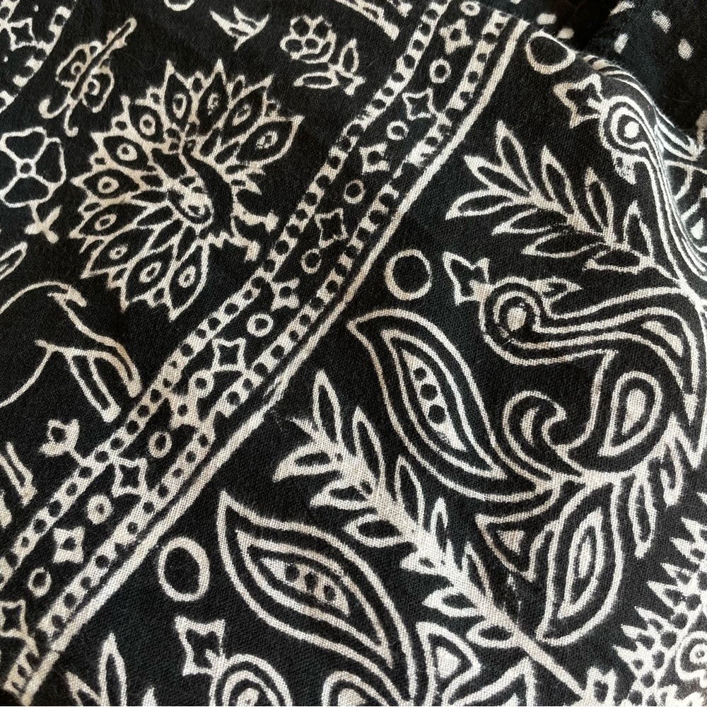 VINTAGE WOVEN COTTON PRINTED WRAP SKIRT PENTAGRAM PEACOCK PAISLEY DEER FLORAL - Picture 7 of 13